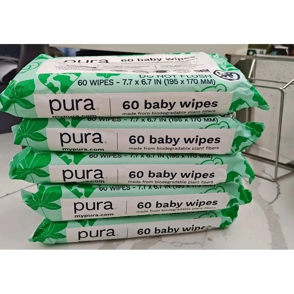 Pura Natural Sensitive Baby Wipes 99% Water Aloe Fragrance Free 60 x 5 Packs 300